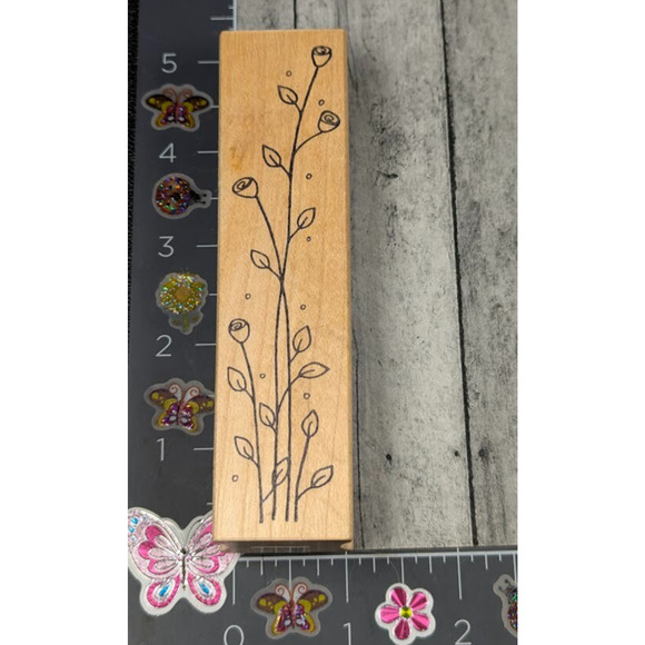 Great Impressions Flower Plant Leafy Tall F192 Rubber Stamp Wood #L82‎ - Picture 1 of 3